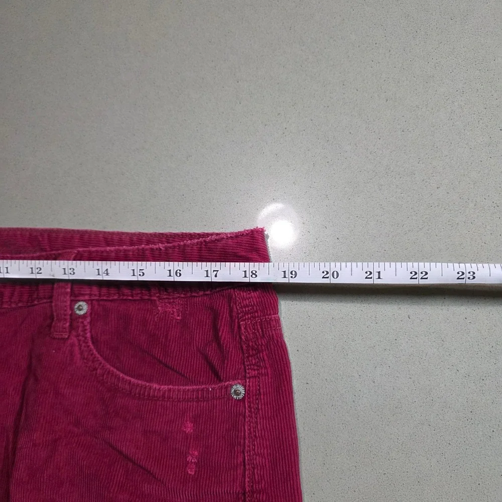 American Eagle Magenta Pink Corduroy Distressed Mini Skirt Size 14